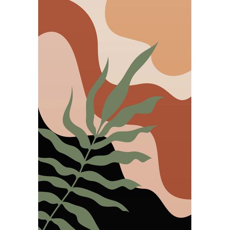 Papier peint panoramique - Feuille Boho - 130 cm x 195 cm (1/2)