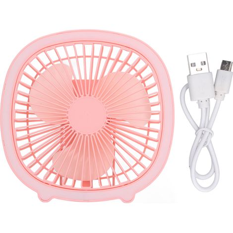 Ventilateur de table à puissance réglable, silencieux, rechargeable, mini ventilateur vertical portable suspendu avec lumière LED rose-AquaForge