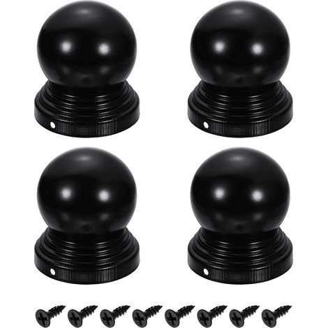 4Pcs Caps Pour Poteaux De Clôture, 76mm/2.99-inch Dôme Ronde Boule Imperméable En Fer Avec Vis Pour Clôture Extérieure Métal Bois Terrasse Boîte Aux Lettres Patio, Noir (1/5)