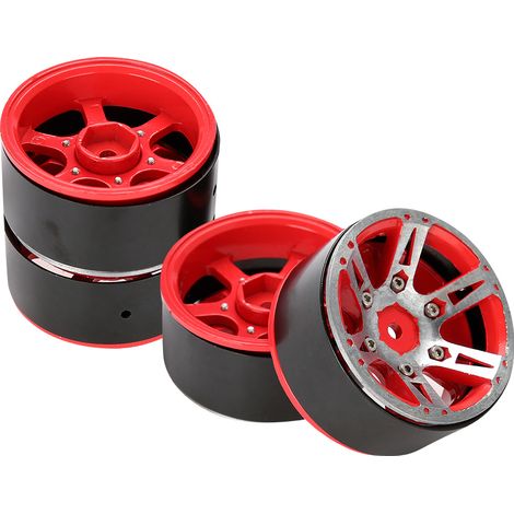 jantes en métal pour voiture RC 1/10 Crawler (rouge) (1/5)