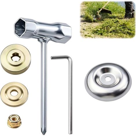 6 Pièces Tete Debroussailleuse Universelle Kit Fixation Écrou Lame Boîte,Brosse Metallique Debroussailleuse Accessoires pour Tondeuse à Gazon et Coupe (1/5)