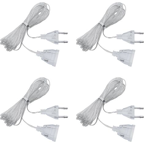 4 Pcs Rallonge Electrique 5M Rallonge Électrique TransparenteCâble d'alimentation 220V de Prise Euro pour lumière LED et Utilisation Extérieure