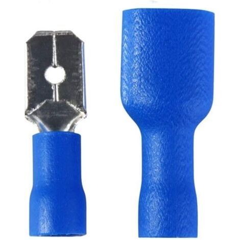 100Pcs Connecteurs à sertir, Connecteurs électriques, Connecteur de fil de cosse à sertir 50 femelle et 50 mâle (Bleu) (1/4)