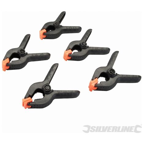 Pinza morsetto a molla 5Pz in plastica laboratorio magazzino Silverline Prezzo-lunghezza 110 mm/capacità morsa 50 mm
