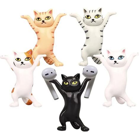 pair 5 x chats dansants et porte-stylo, Boîte de rangement, porte-stylo de bureau, porte-chat Drôle, mini figurine de chat, porte-stylo, porte-stylo de chat, jouet de figurine de chat-Fei Yu