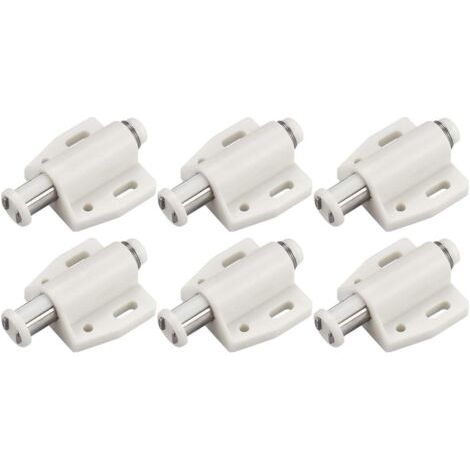 6 PCS Loqueteau Magnétique à Pression Loquet Aimanté en Plastique Loquet Magnétique à Fermeture Douce pour Porte Cabinet Tiroir Placard Coulissante Chambre Cuisine Salle de Bain - Blanc (1/4)
