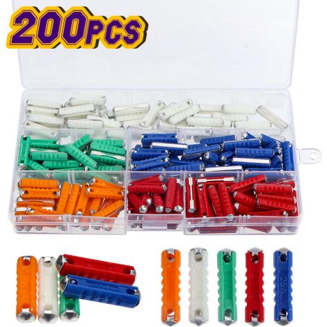 BRAVIX 200 Pièces Fusibles Continentaux de Type Torpedo, 8A16A20A25A30A Fusible Torpilles Torpedo Ancien Fusibles pour Voitures Classiques de Style Vintage