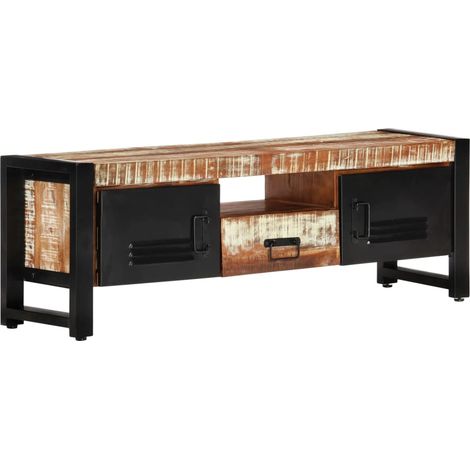 Meuble TV - Armoire Télévision Moderne Banc TV de Salon 120x30x40 cm Bois massif de récupération -FR26767 (1/5)