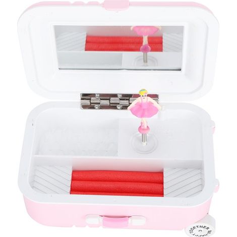 Coffret à bijoux en forme de valise avec danseuse tournante, boîte à musique pour rangement et cadeau (1/5)