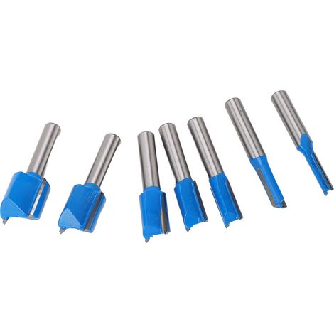Set mit 7 Hartmetall-Fräsern, 8 mm Schaft, doppelt gerader Schnitt, Schlichtschnitt für Holz (1/5)