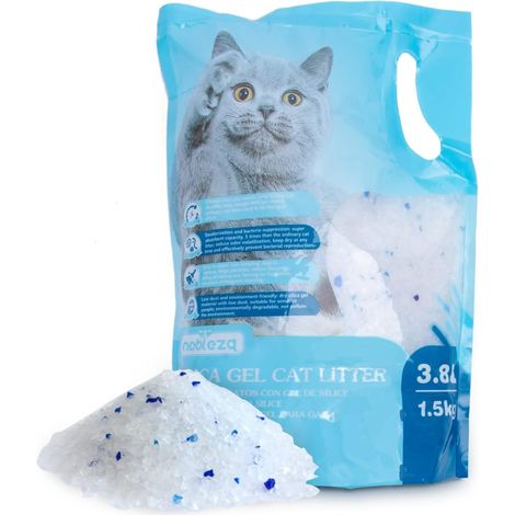 Litière pour chat, cristaux de silicate, litière pour chat de haute qualité, sans poussière ni grumeaux, avec contrôle supérieur des odeurs et absorption efficace des liquides - 3,8 L/1.5Kg