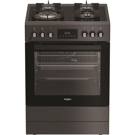 Cuisinière 60 cm, anthracite, table gaz sur verre, 4 zones dont 1 foyer WHIRLPOOL - W6G8LCSWA
