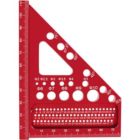 Zimmermannswinkel aus Aluminium – Multifunktionslineal (rot)