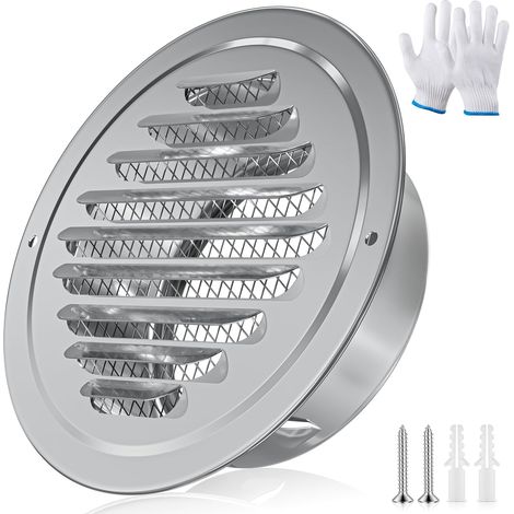 150mm Grille de Ventilation en Inox Aération Ronde avec Moustiquaire Grille Aeration pour Intérieur et Extérieur Entrées et Sorties d'air Murales et de Plafond (1/5)