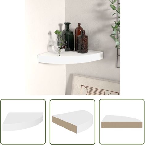 INLIFE Étagère d'angle flottante Blanc 25x25x3,8 cm MDFAec (1/5)