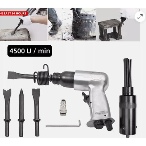 Perforateur pneumatique 150 mm avec 4 burins et détartrant à aiguille pour éliminer la rouille et la peinture (1/5)