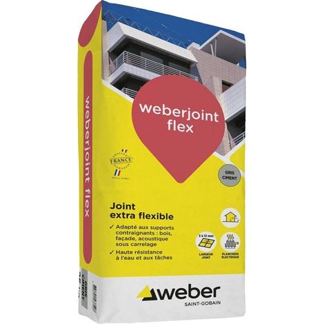 Joint flexible WEBERJOINT FLEX - sac 5 kg - gris ciment (1/2)