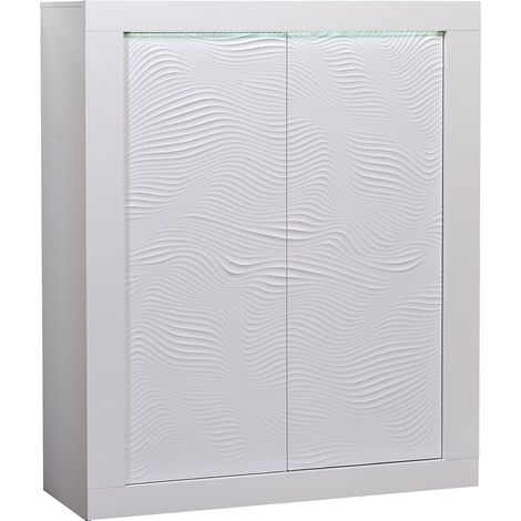 DAYTON WHITE - Meuble de Rangement 2 Portes Laqué Blanc et Leds (1/5)