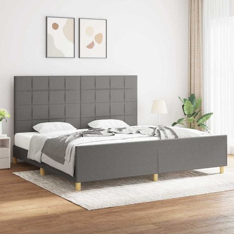 Cadre de lit sans matelas gris foncé 200x200 cm tissu (1/5)