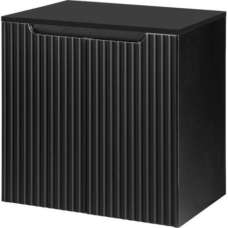 Mobile Sottolavabo NEWPORT da Parete con 2 Ante e Ripiano 60x60x40 cm - Nero [en.casa]