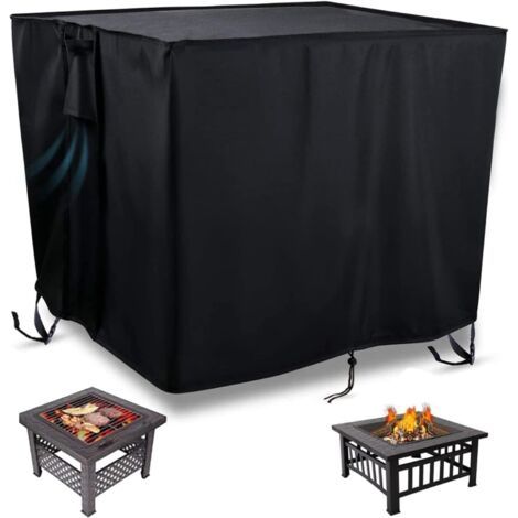 Sollbry Housse de foyer carré de pour foyer à gaz de jardin imperméable et résistant en tissu Oxford 420D - 82 x 82 x 61 cm (noir) (1/4)