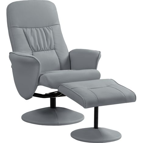 Fauteuil inclinable 2 parties avec repose-pieds gris clair