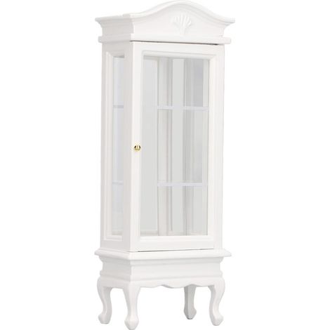 Armoire miniature en bois pour maison de poupée 1:12, toit en arc blanc, porte unique, vitrine de présentation (1/5)