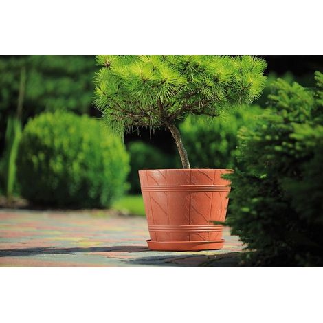 Holzähnlicher Blumentopf 4 weiß FORM-KUNSTSTOFF