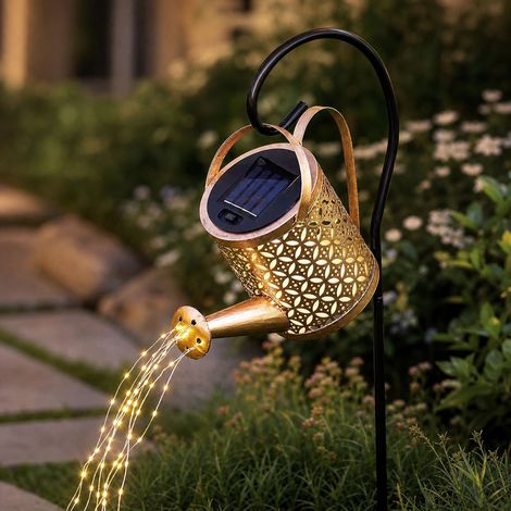 Lampe Solaire Arrosoir Décorative IP65 Effet Cascade LED Blanche Chaud 80cm Jardin Terrasse (1/4)