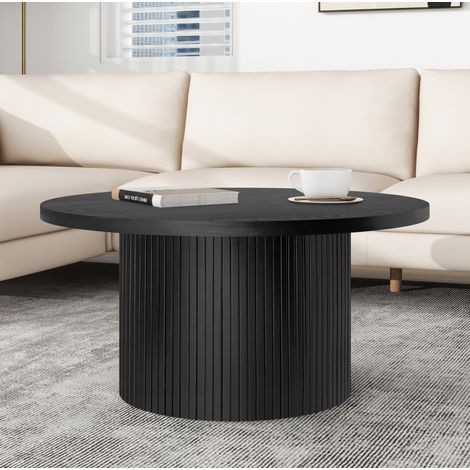 Couchtisch 90.0x90.0x45.0 cm, platzsparend, Holzoptik, MDF und Massivholz, Schwarz (1/5)