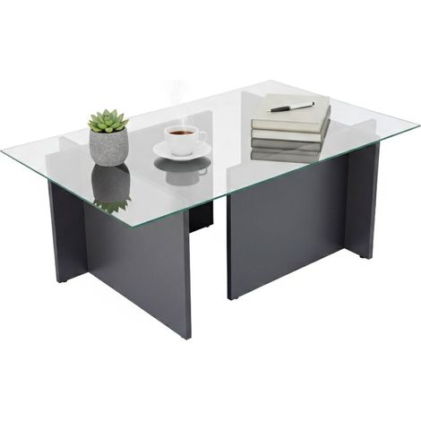 Dmora - Wohnzimmertisch Illasi, Niedriger Wohnzimmertisch, Kaffeeregal, Couchtisch für Sofa, 105x65 h40 cm, Anthrazit