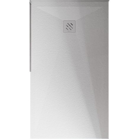 BERNSTEIN - Receveur de douche extra-plat en fonte minérale - Effet pierre blanc mat - VIREO - 100x120cm