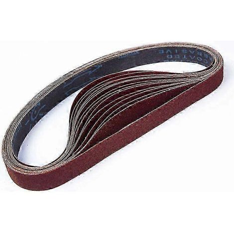 Bandes abrasives mixtes 25 x 762 mm, grain 80/120/150/240/400, 15 bandes au total, compatibles avec les ponceuses à bande. (1/5)