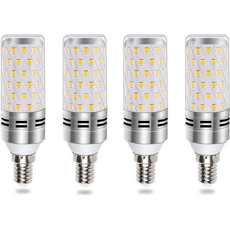 Ampoule E14 Mais LED 16W Blanc Froid 6000K, Équivalent Halogène E14 100W 120W, 1600LM, 360° Lumiere, AC 175-265V, Ampoule E14 Bougie LED pour Lustre/Applique/Lampe Chevet, non-dimmable, lot de 4 (1/4)
