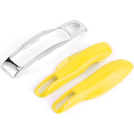 Housse de protection pour clé de voiture Porsche Macan Cayenne Panamera, 3 pièces, coque en silicone jaune argenté (1/5)