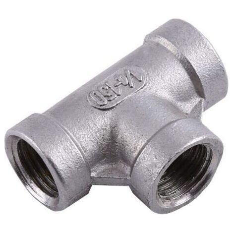 Rohrverschraubung, 3-Wege-Schnellverbinder, T-Stück aus Edelstahl, 1/4 Zoll NPT-Rohrverschraubungen, 2 Stück (DN8) (1/4)