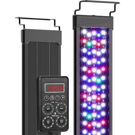 fishkeeper IP68 Intelligent LED Light with Automatic Time Calibration, Memory Function, 24/7 Full Pectre for Plants, 9 Colours, 10 Brightness, 9 Timers