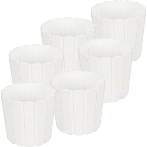 Kunststoff-Blumentopf für Blumen und Kräuter auf dem Balkon oder der Terrasse, Weiß, 15 cm, 6 Stück.