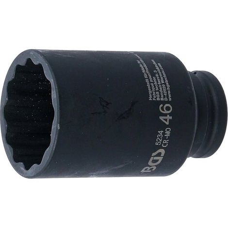 Douille à Choc Longue 12,5 mm (1/2) - Douze Pans, 46 mm - Puissance et Durabilité, Acier, Zones Difficiles - D-Work (1/5)