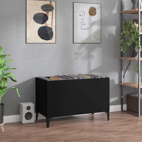vidaXL Armoire à disques noir 74,5x38x48 cm bois d'ingénierie (1/5)