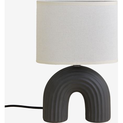 SKLUM Soliva 30cm Tischlampe aus Keramik und Leinen Schwarz