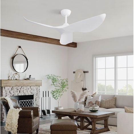 Ventilatore da soffitto senza luce 96,5 cm, motore DC reversibile e telecomando OKMYHOME (1/5)