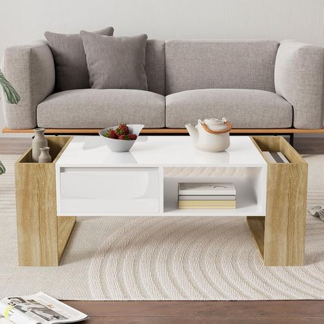 Meuble TV avec Grand Rangement et Portes Rainurées, Charnières Amorties, MDF, 105x60x40 Cm - Noir (1/5)