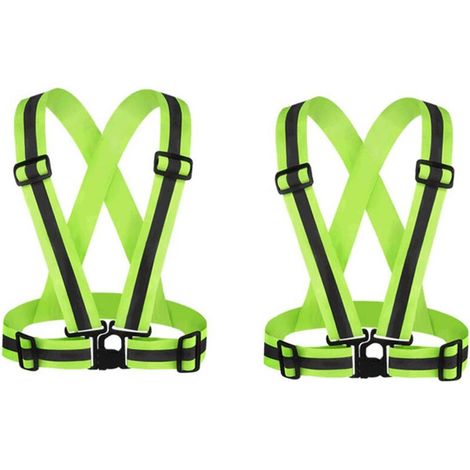 CSPARKV Pack de 2 (Jaune)Gilet de sécurité réfléchissant pour Adultes/Enfants, Veste de Gilet de Travail réglable Haute visibilité, équipement de Sport Haute visibilité pour Le Jogging (1/3)