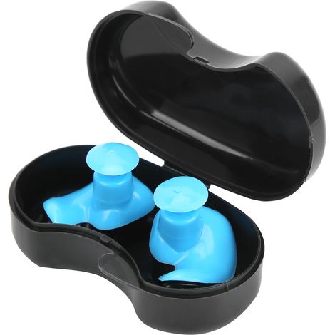 Wasserdichte und staubdichte Silikon-Spiral-Ohrstöpsel für Kinder und Erwachsene, Schwimmzubehör (Blau) (1/5)