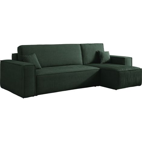 Selsey Scarlo - Ecksofa mit Schlaffunktion, Stauraum und Cordbezug, dunkelgrün (1/5)