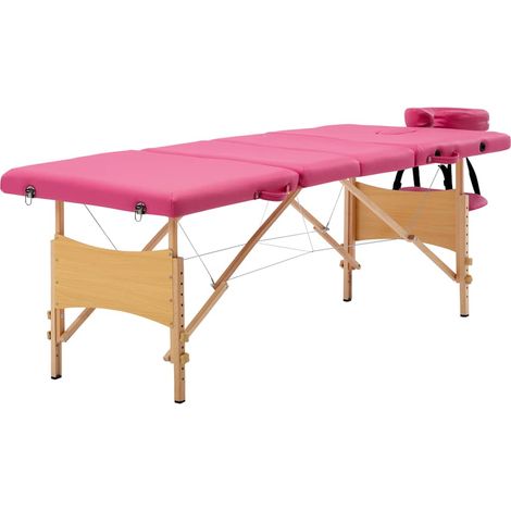 vidaXL Table de massage pliable 4 zones Bois Rose (1/5)