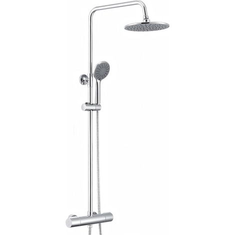 Auralum Duscharmatur Thermostat Edelstahl Höhenverstellbar Regendusche Chrom (1/5)