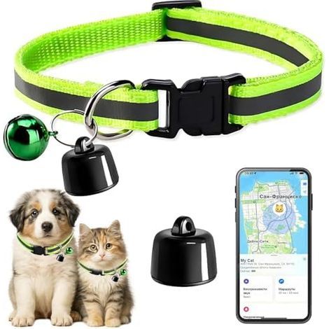 Dog and cat tracker with collars, smart cat tracker with no monthly fees, no SIM required, compatible with iOS/Android, global tracking device for all cats and (1/5)