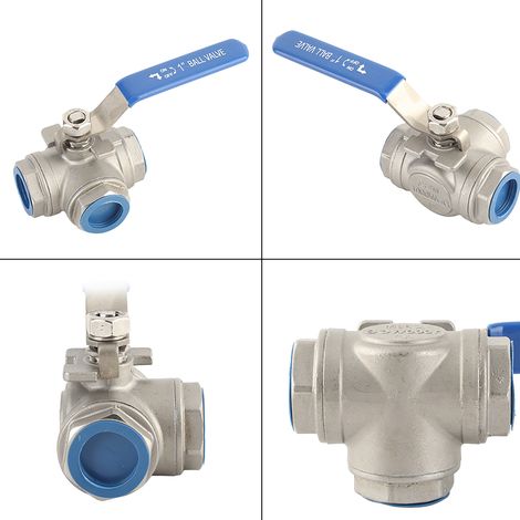 Vanne à bille à trois voies en acier inoxydable SUS304, filetage femelle 1" DN25 (1 pièce) (1/5)